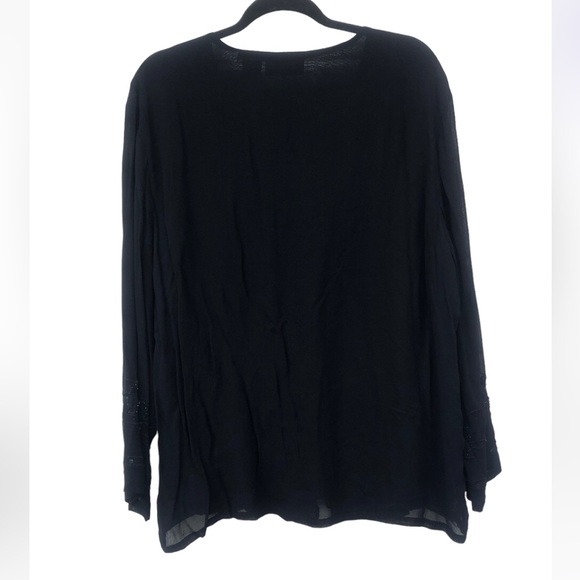 Boho button down sequin black top 1X - Picture 2 of 10